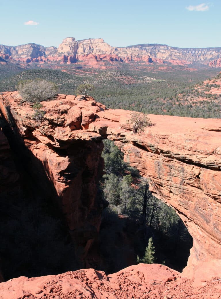 Natural red rock arch known as Devil's Bridge in Sedona, Arizona